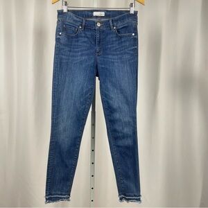 LOFT Size 28 6 Ankle Cropped Modern Skinny Jeans Raw Hem Beachy Boho Retro